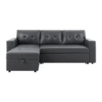 Canapé d’angle convertible et réversible avec lit escamotable, méridienne avec rangement dissimulé et pieds robustes