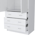Armoire moderne à deux portes de 19 avec 3 tiroirs et 1 tringle à vêtements pour chambre