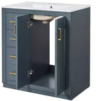 30 Badezimmer-Waschtischunterschrank mit einem Waschbecken, Schrank und 3 Schubladen ??Schwarz / Blau / Grün / Indigo / Weiß