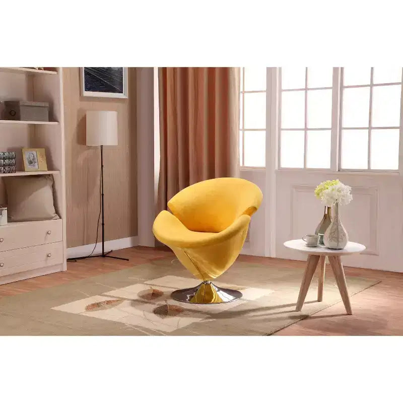 Manhattan Comfort set van 4 draaibare tulpenstoelen, oranje/geel: fluwelen bekleding, geen montage vereist