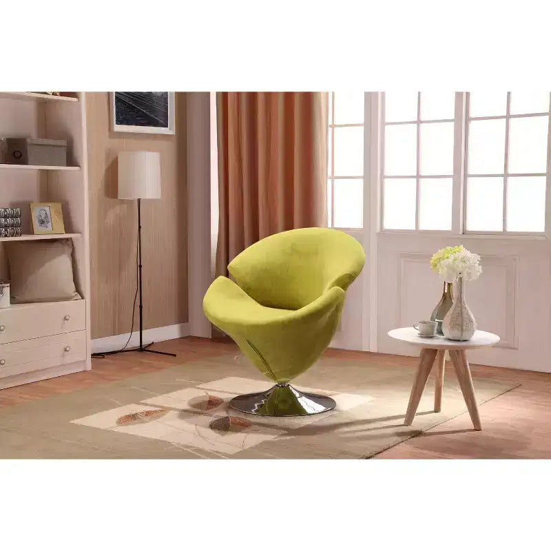 Manhattan Comfort set van 4 draaibare tulpenstoelen, oranje/geel: fluwelen bekleding, geen montage vereist