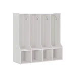 Brown/White 4-Section Cubby Locker with 8 Hooks, for Kids