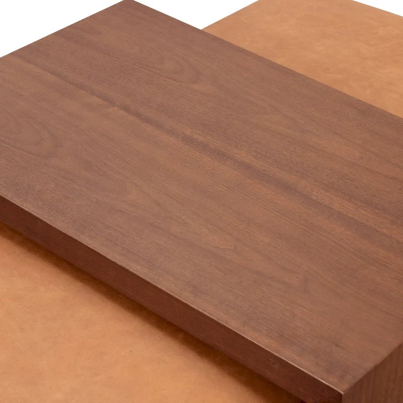 Poly & Bark Jarmo-voetenbank met verstelbare tafel van walnoothout - Italiaans volnerfleer