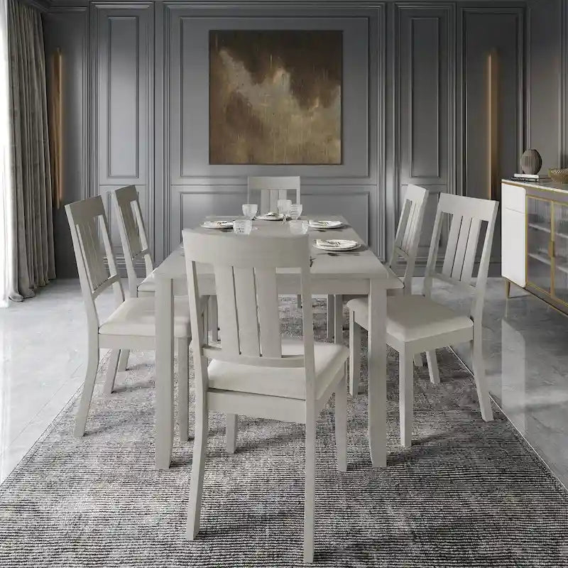 Klasyczny drewniany zestaw jadalniany CraftPorch, 7-elementowy