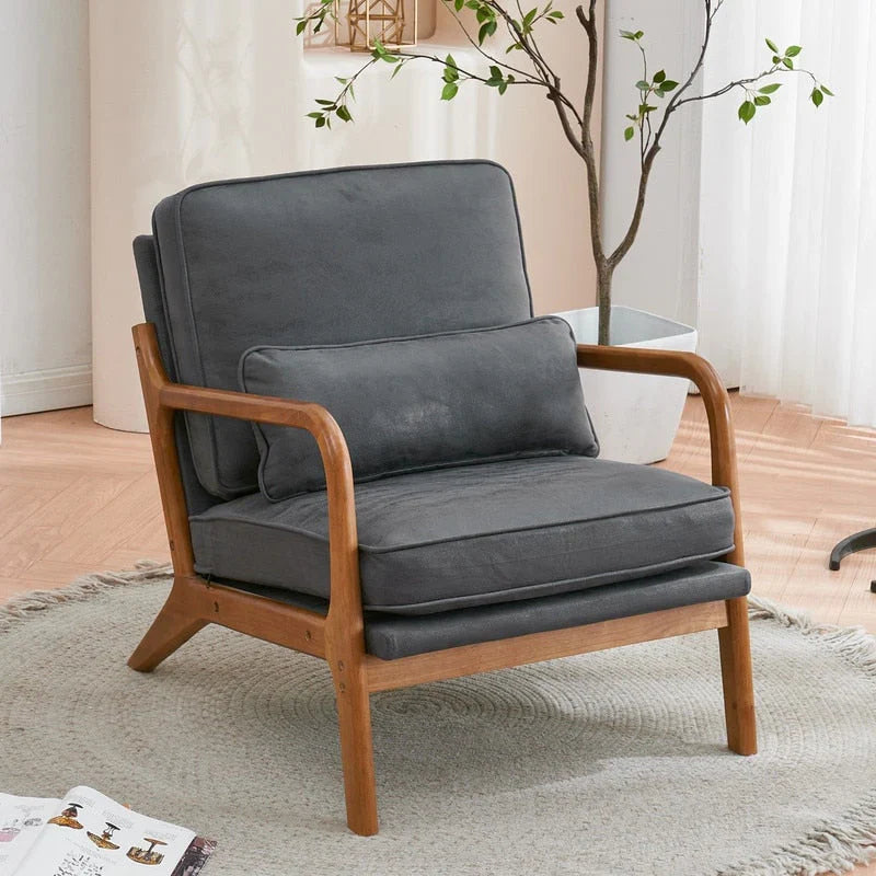 Tapicerowany fotel akcentowy w stylu mid-century modern