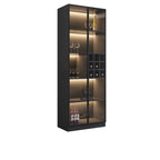 Minimalistischer schwarzer Weinschrank aus Holz mit Glastür