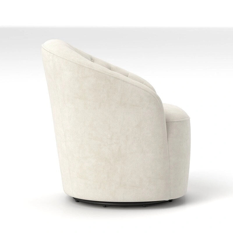 Lot de 2 fauteuils tonneaux modernes pivotants à 360 degrés, revêtement en velours et dossier capitonné à boutons SEYNAR