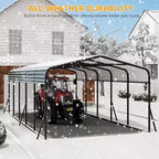 LinTimes 12x24 FT Metal Carport with Galvanized Steel Roof, Powder-Coated Frame, Water-Resistant Shelter for Vehicles, Outdoor Protection