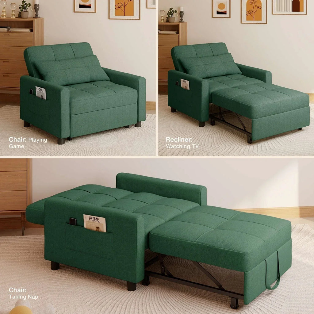 Canapé-lit convertible 3 en 1 avec réglage ajustable, fauteuil-canapé avec lit escamotable, lit pliant convertible pour le salon