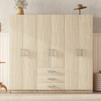 Houten kledingkast met 6 deuren en 3 grote laden voor de slaapkamer