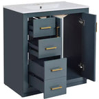30 Badezimmer-Waschtischunterschrank mit einem Waschbecken, Schrank und 3 Schubladen ??Schwarz / Blau / Grün / Indigo / Weiß