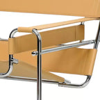 Baxton Studio Jericho Akzentstuhl aus Leder im Mid-Century-Modern-Stil, tan: Chrom-Finish, bodenschonende Füße, vollständig montiert