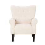 Erommy moderne fauteuil, fauteuil met hoge rugleuning, gestoffeerde eenzitsbank met knopen en houten poten voor de woonkamer