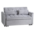 Modernes Ausziehsofa mit Schlaffunktion, 3-in-1-Schlafsofa mit verstellbarer Rückenlehne, Samt-Zweisitzer, Kissen und Seitentaschen