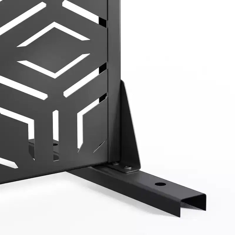 Kamerscherm met 3 panelen en geometrisch patroon ?C zwart gegalvaniseerd staal