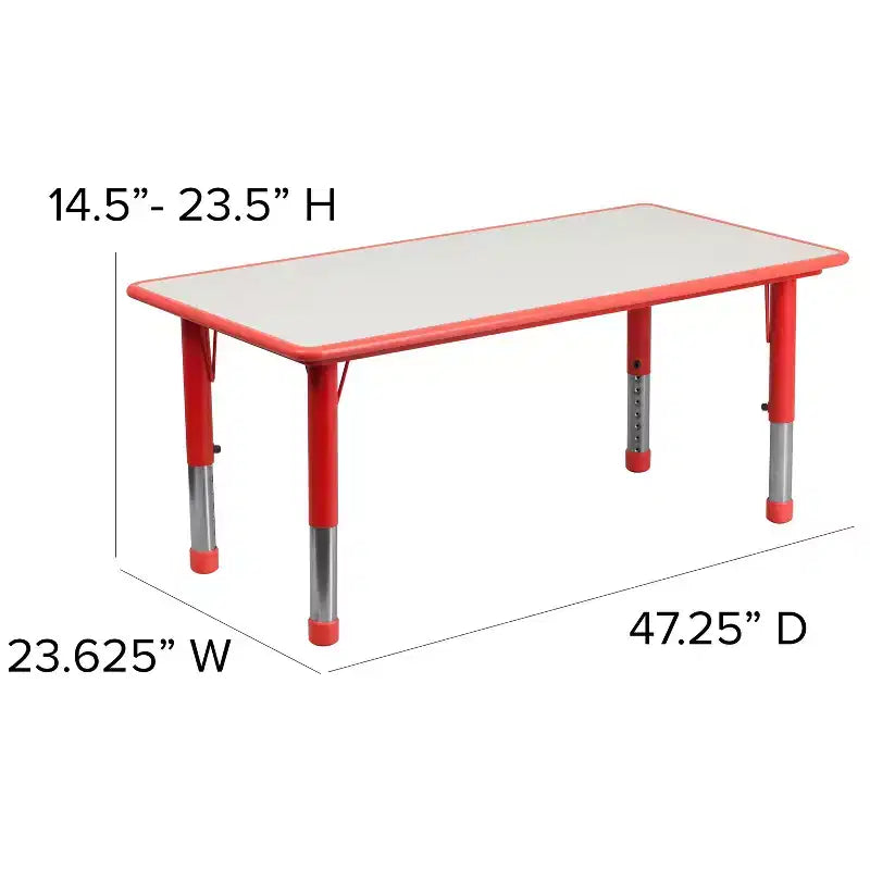 Prostokątny zestaw stołu do zabawy z regulowaną wysokością i 6 krzesłami Emma and Oliver, z tworzywa sztucznego, 23.625W x 47.25L