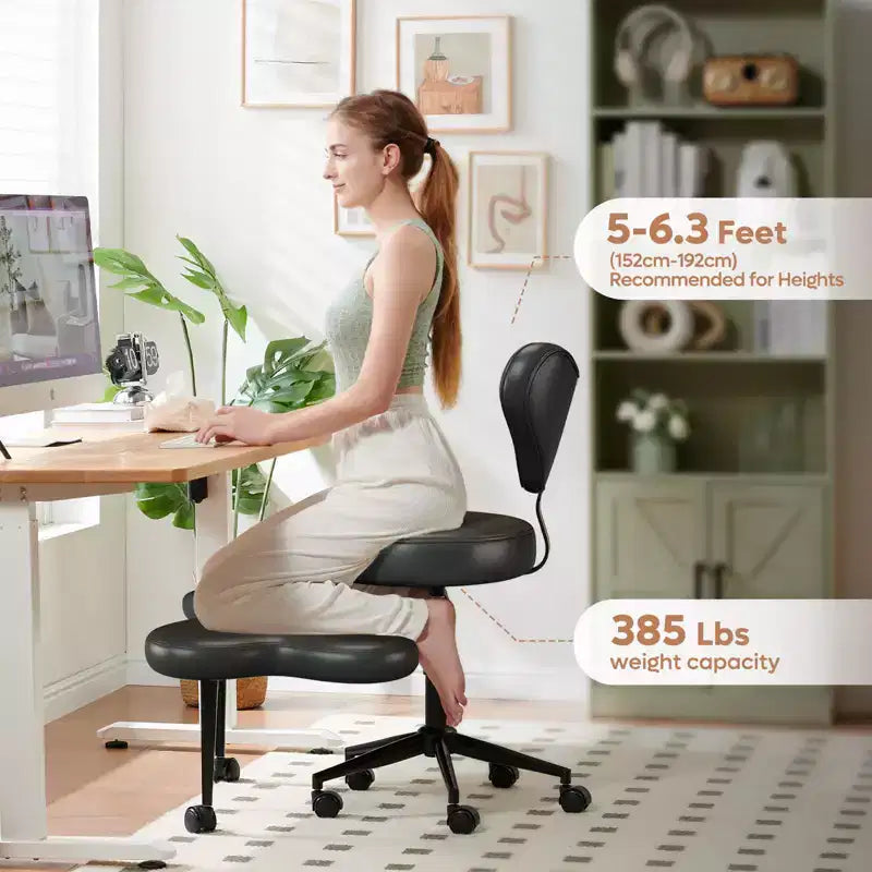 Ergonomiczne krzesło biurowe Pinmoco z siedziskiem na krzyż, regulacją wysokości, obrotem 360, podparciem lędźwiowym, do pracy i biura, dla osób z ADHD