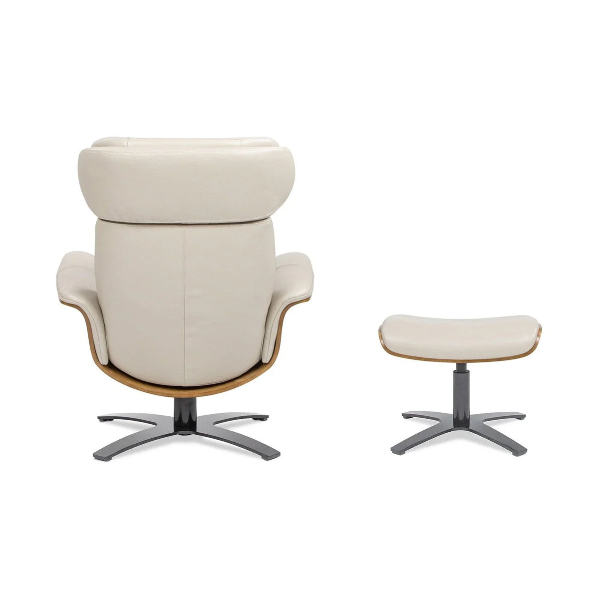 Jovan relaxfauteuil van echt leer van 31.5 met voetenbank
