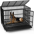 BOSSIN onverwoestbare hondenbench van 48/38 inch voor zwaar gebruik, ontsnappingsbestendige hondenkooi met vergrendelbare wielen