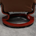 HomCom verstelbare handmatige relaxfauteuil van imitatieleer met draaivoet en comfortabele, ontspannende voetensteun