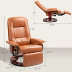 HomCom verstelbare handmatige relaxfauteuil van imitatieleer met draaivoet en comfortabele, ontspannende voetensteun