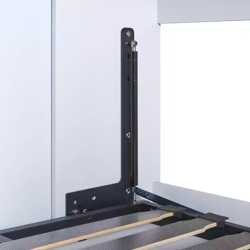 Opklapbedframe voor een eenpersoonsbed, houten kastbed met ingebouwde kledingkast, opberglades en open planken, wit -ModernLuxe