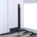 Opklapbedframe voor een eenpersoonsbed, houten kastbed met ingebouwde kledingkast, opberglades en open planken, wit -ModernLuxe