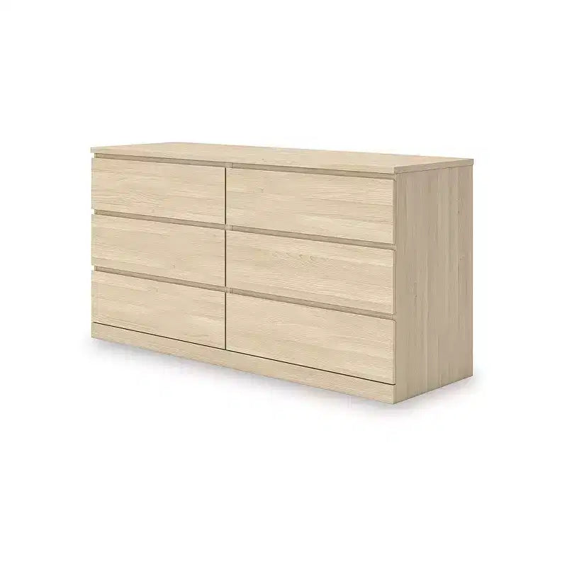 Signature Design by Ashley moderne Onita-Kommode mit 6 Schubladen, Kommode aus Holz in Naturbraun ohne Beschläge