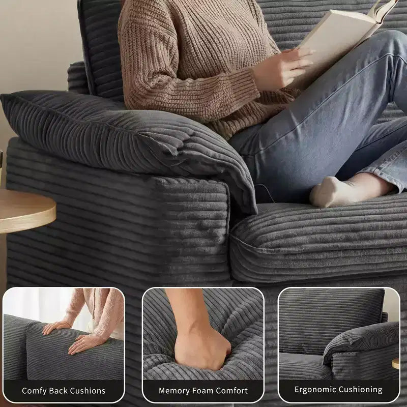 Dyonery 86 Cloud 2-Sitzer-Sofa, tiefe Sitzfläche und breite Armlehnenkissen, stabiler Rahmen, atmungsaktives ergonomisches Design