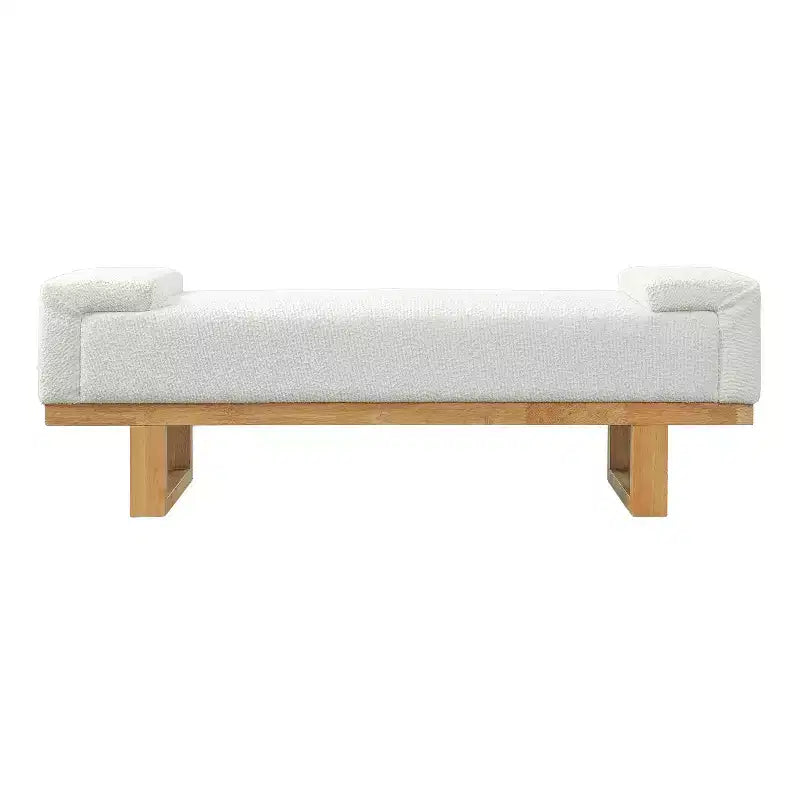 Christopher Knight Home Paulina moderne Bank aus Gummibaumholz mit Bouclé-Polsterung