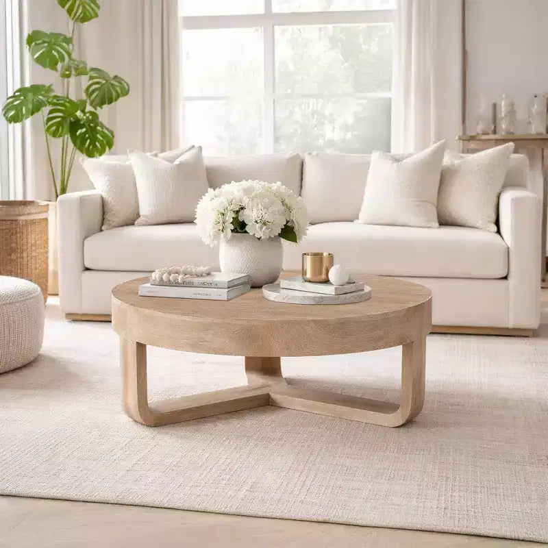 Ronde salontafel van 32 inch met open sledevoet, Royal Hampton
