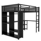 Hochbettgestell in Full-XL-Größe mit integriertem Kleiderschrank