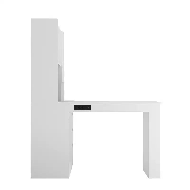 Hoekbureau in L-vorm van 46 inch met boekenkast en lades
