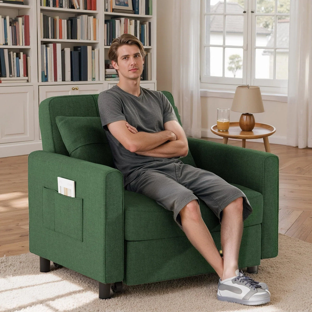 Canapé-lit convertible 3 en 1 avec réglage ajustable, fauteuil-canapé avec lit escamotable, lit pliant convertible pour le salon
