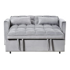 Modernes Ausziehsofa mit Schlaffunktion, 3-in-1-Schlafsofa mit verstellbarer Rückenlehne, Samt-Zweisitzer, Kissen und Seitentaschen