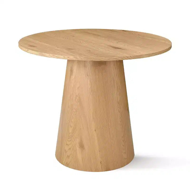 Kleines Esszimmerset für 2 Personen, beige gepolsterte Stühle, runder Esstisch mit Säulenfuß, kompakte moderne Küchenmöbel-Panipeachy