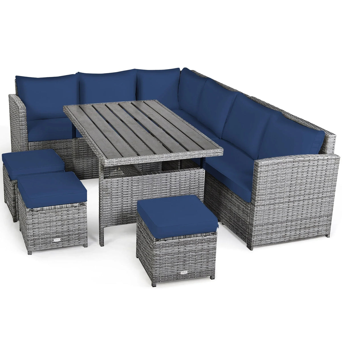 Costway 7-delige diningset van rotan voor het terras, modulaire bank, sofa en voetenbank - bekijk de details