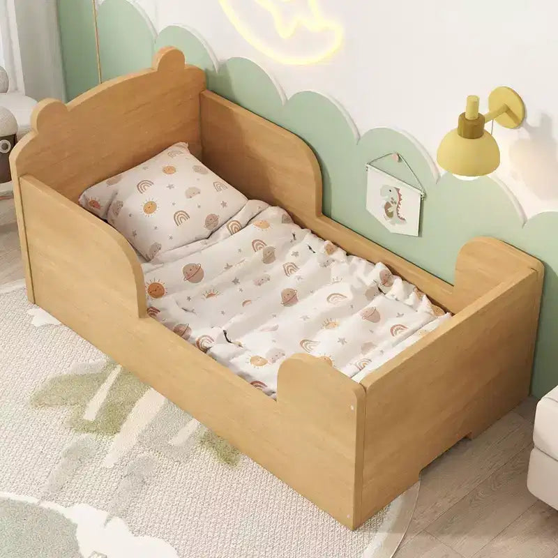 Okak berenvormig vloerbed voor kinderen van 3-6 jaar, peuterbedframe met veiligheidshekje, schattig kinderbed in de vorm van een dier