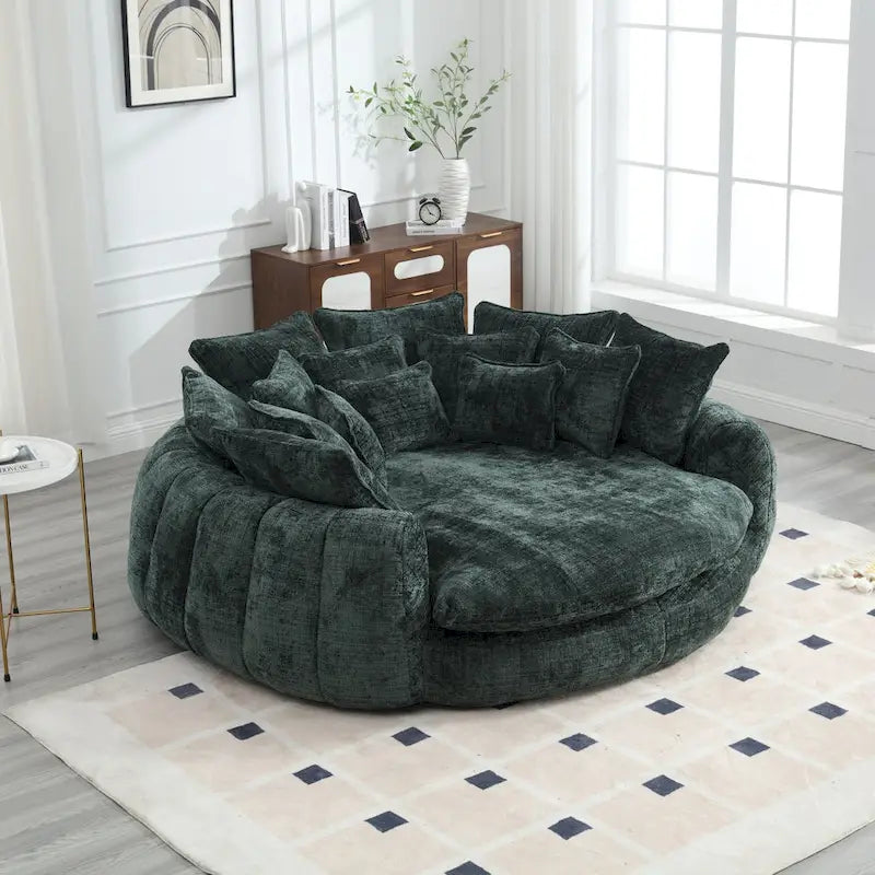 Comfortabele tweezits slaapbank met afgeronde rugleuning, extra grote slaapbank met armleuningen
