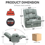 Fauteuil inclinable manuel vert surdimensionné avec fonction pivotante et à bascule, revêtement en tissu