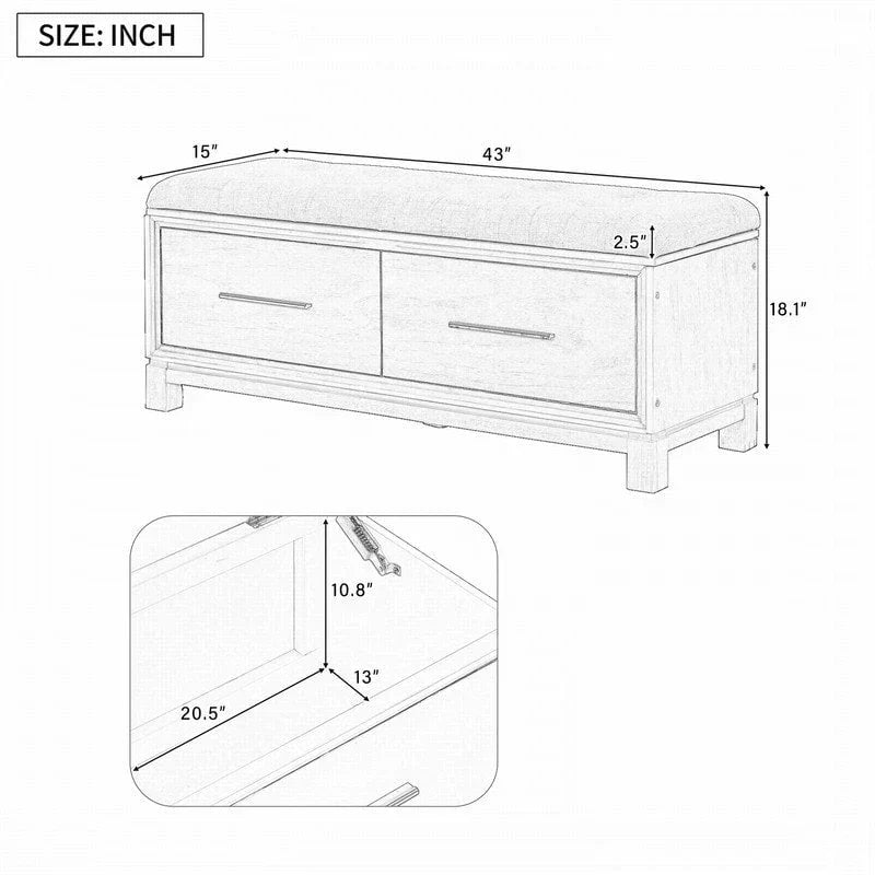 Schuhbank mit abnehmbarem Kissen und verstecktem Stauraum für Ordnung im Eingangsbereich und Wohnzimmer