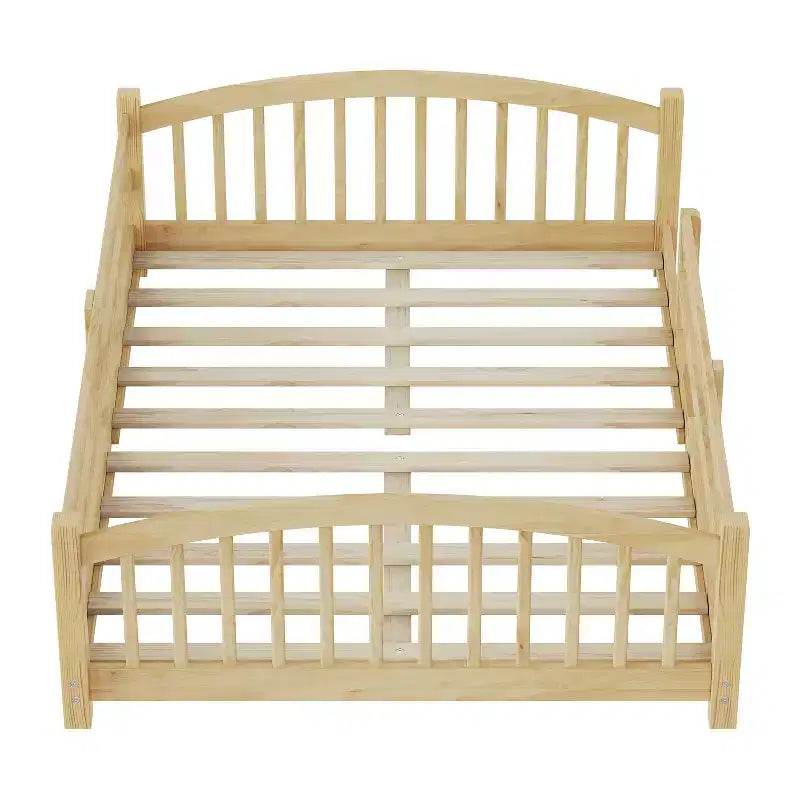 Luxystar Montessori-bed in full size met laag profiel, veiligheidsrails en hoofdeinde