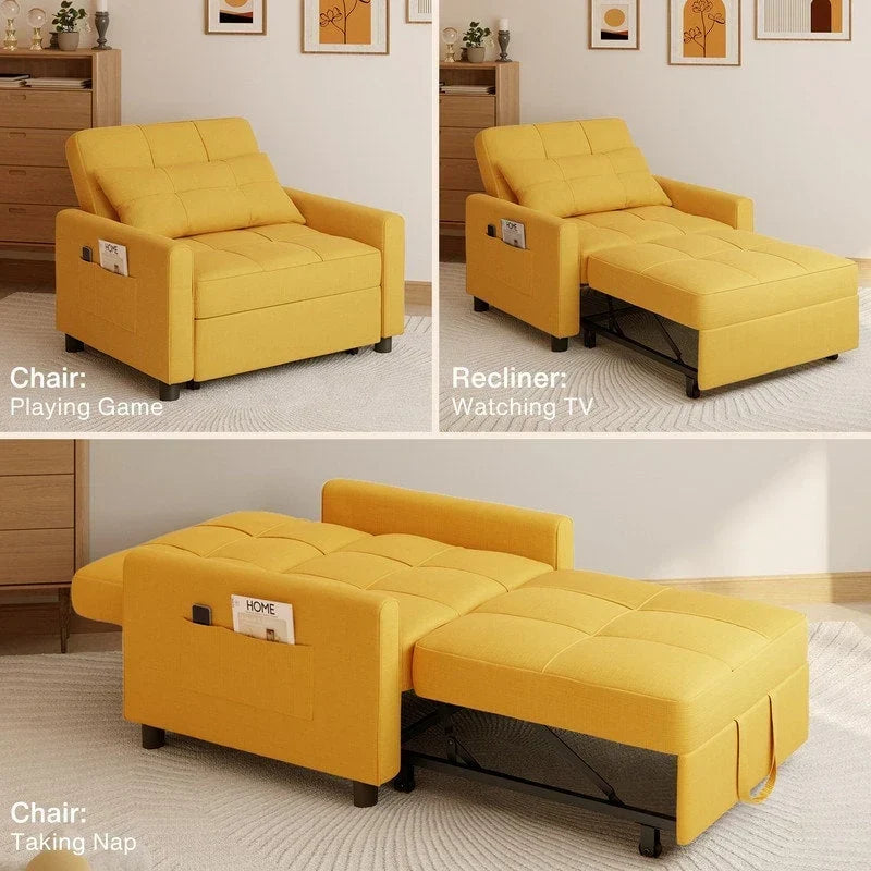 Canapé-lit convertible 3 en 1 avec réglage ajustable, fauteuil-canapé avec lit escamotable, lit pliant convertible pour le salon