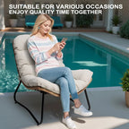 Buiten-papasanstoelen met kussen, comfortabele terrassenstoelen van PE-rattan met bijzettafel