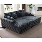 AMERLIFE dubbele chaise longue voor twee personen, comfortabele bank met diepe zitting, lendekussens en brede armleuningen, eenvoudig te monteren, imitatiebont