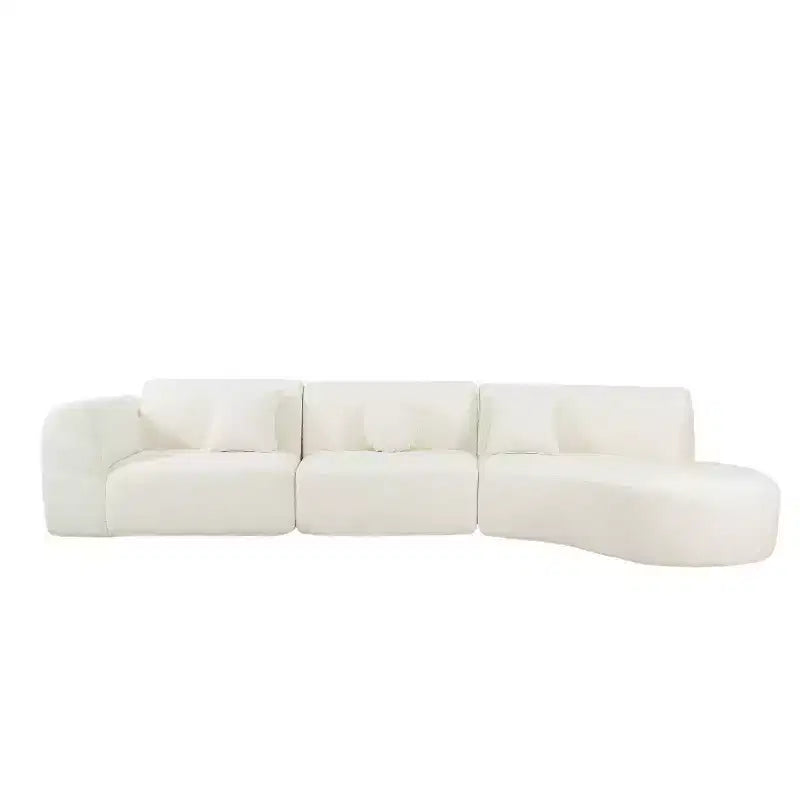 Moderne gebogen hoekbank van 140 inch met chaise longue, set van 3 delen, voor de woonkamer