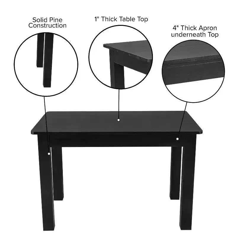 Flash Furniture, rechteckiger Farm-Esstisch aus massivem Kiefernholz, 46 x 30
