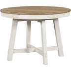 Farmhouse Round Extendable Dining Table with 16 Leaf Wood Kitchen Table