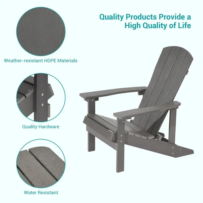 Bonosuki wetterfeste Adirondack-Gartenstühle aus Holz - Set aus 4