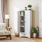 Armoire garde-manger de style champêtre HOMCOM 72 avec portes de grange, grand meuble de rangement pour la cuisine avec étagères réglables et tiroir